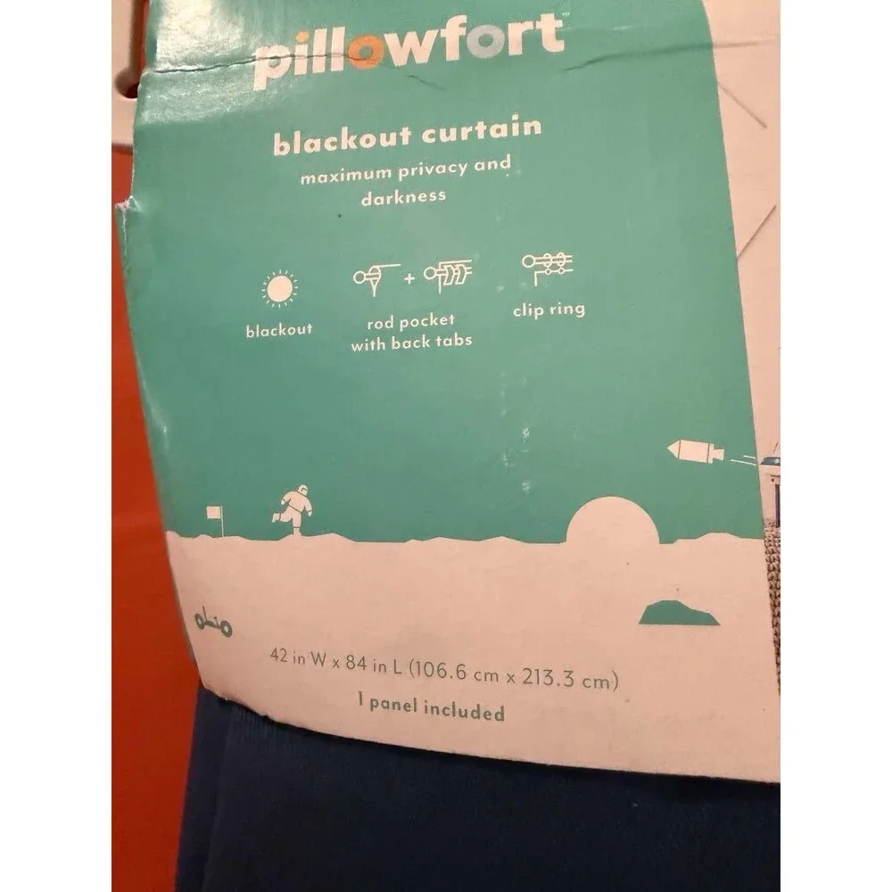 Pillowfort Navy Twill Solid Blackout Kids Curtain Panel 84